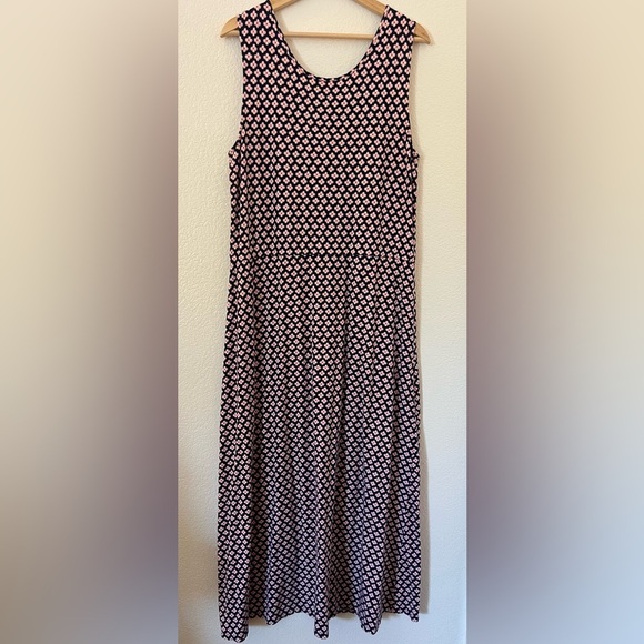 Talbots Maxi Dress Navy and Pink tiny flower design - Picture 7 of 7